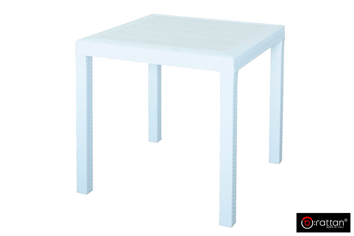 Пластиковый стол для загородного дома DALLAS 80х80 см, белый