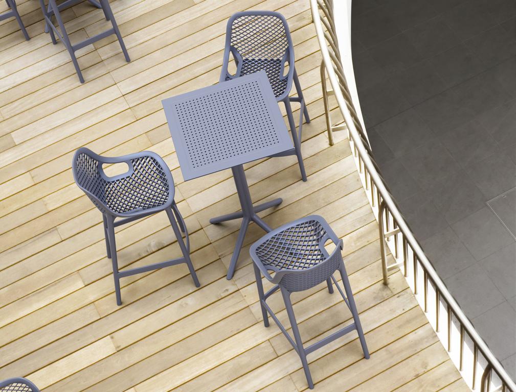 Стол пластиковый барный складной, Sky Folding Bar Table 60, 600х600х1080 мм,  темно-серый