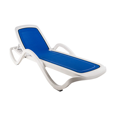 Лежак пластиковый Elegia Prosto белый с синей вставкой