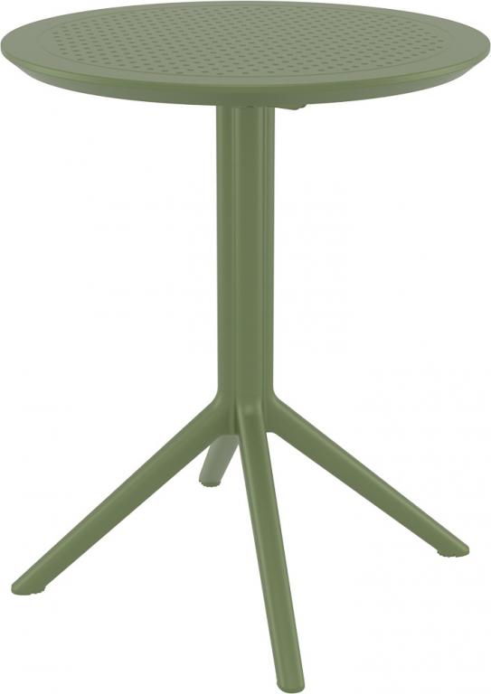 Стол пластиковый складной Sky Folding Table Ø60 круглый, оливковый