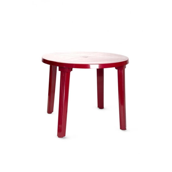 Пластиковый стол «PL круглый бордовый»