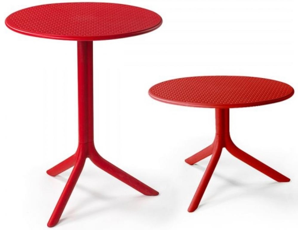 Стол пластиковый обеденный Step + Step Mini,  красный, Ø605х400-765 мм