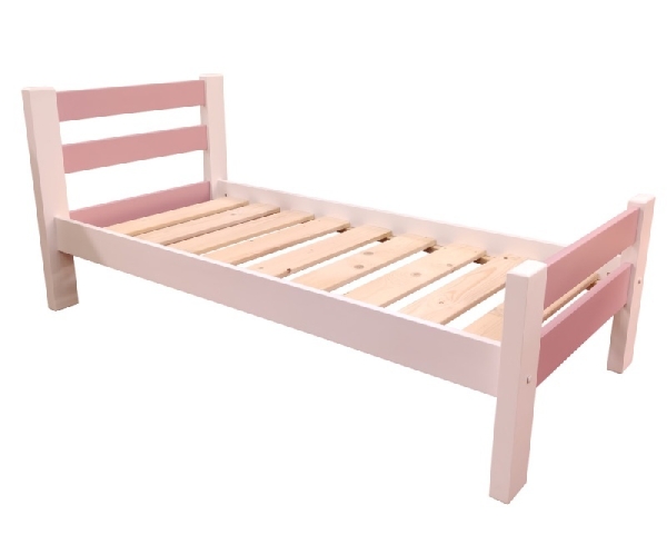 Кровать Классика 700 х 1600 сосна, эмаль (розовый/белый)