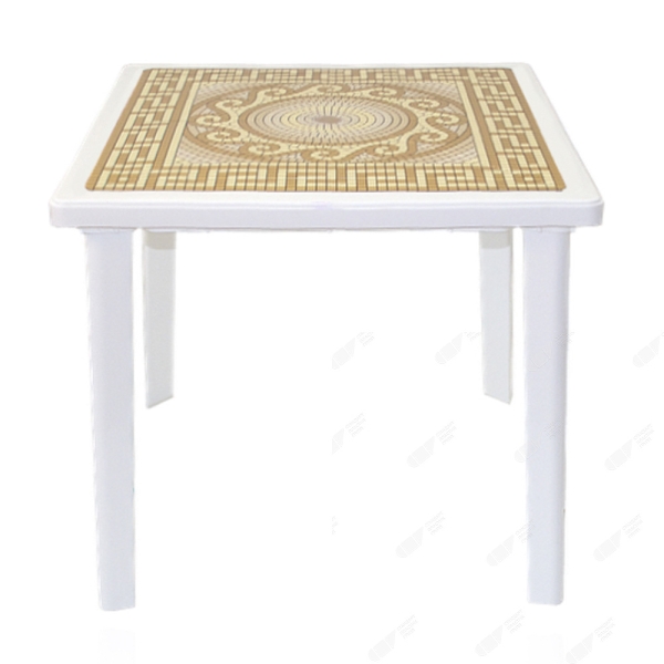 Пластиковый стол с деколем «СП Греческий орнамент», белый